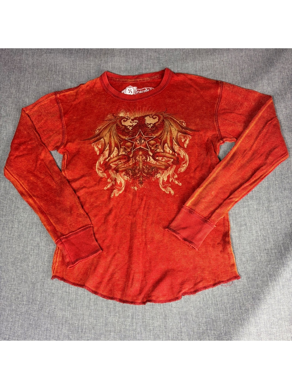 Stranded Men's Small Long Sleeve Red Graphic Thermal Shirt